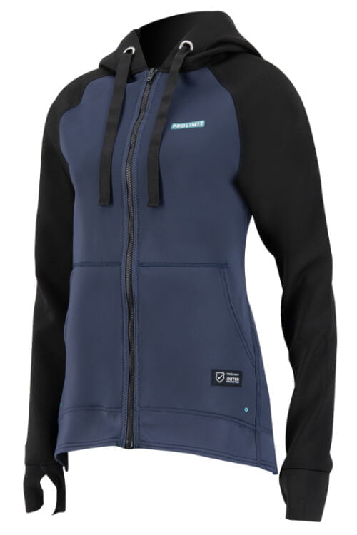 prolimit neopreen zip top hooded 1.5nn zodiac slate zwart dames